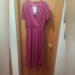 PrettyGarden Short Sleeve Pink Sequin Dress
